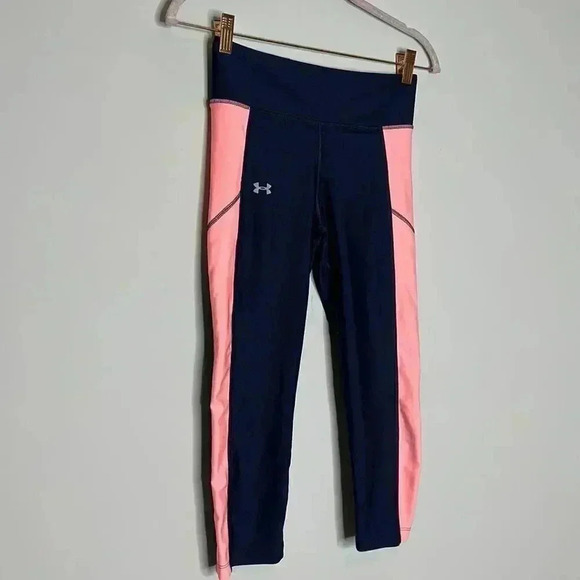 Under Armour Women's Fitted Crop Leggings Blue Pink Size small - Picture 3 of 12